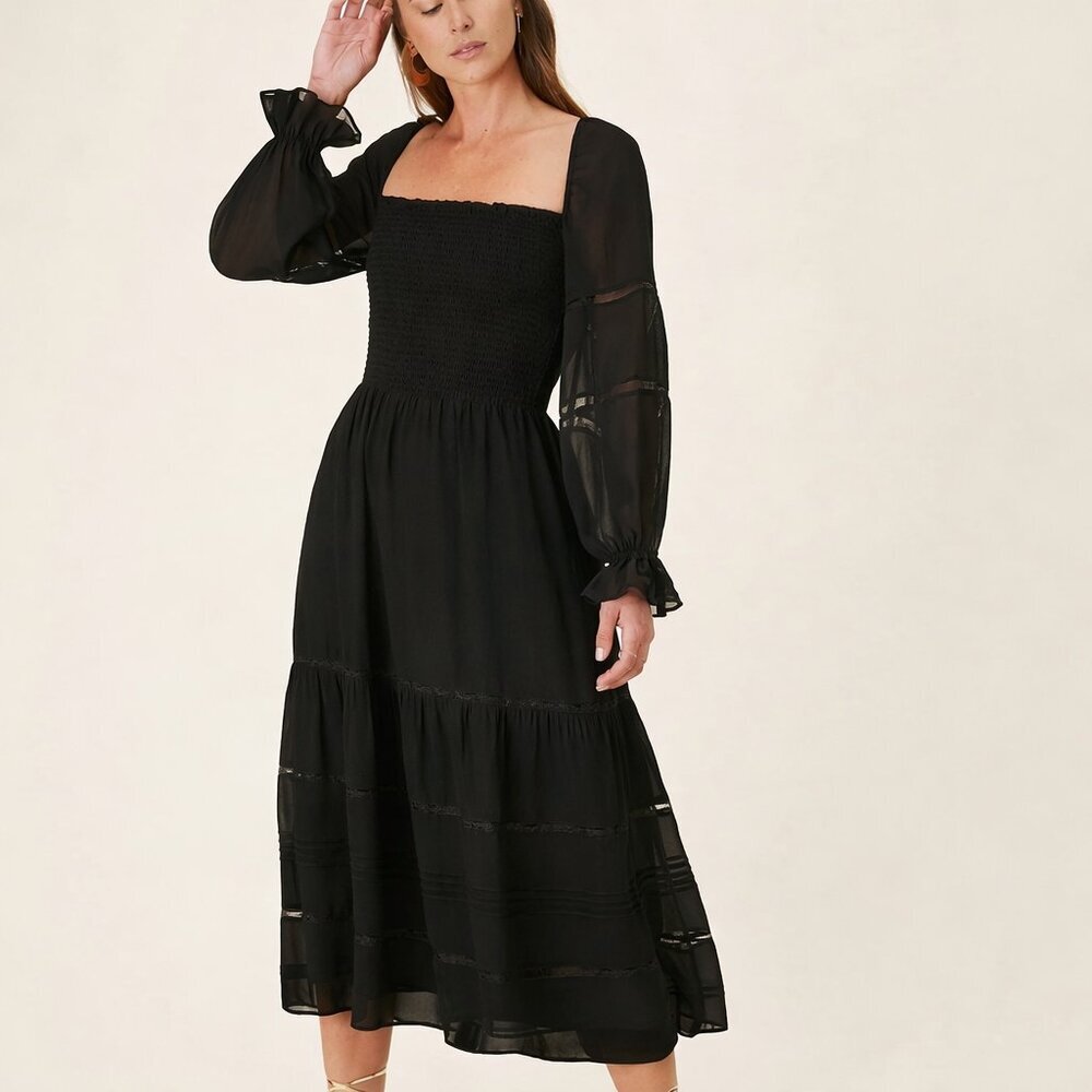 NWT Reformation Jessy Midi Dress in Black $298